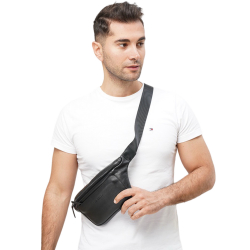 Сумка крос боді чоловіча шкіряна The Bond 1454-1 чорна