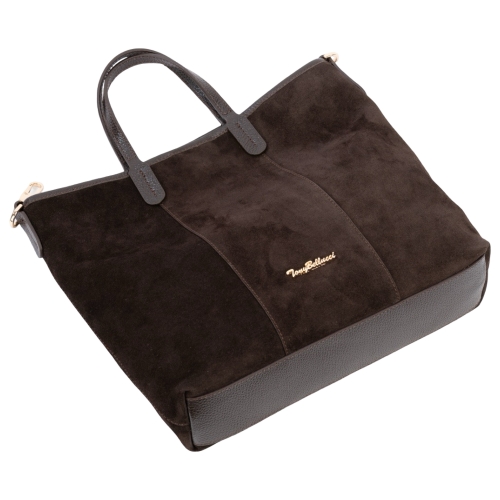 Сумка-тоут женская из натуральной замши Tony Bellucci 0-1006-1100 темно-коричневая