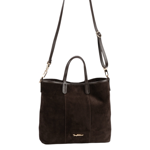 Сумка-тоут женская из натуральной замши Tony Bellucci 0-1006-1100 темно-коричневая
