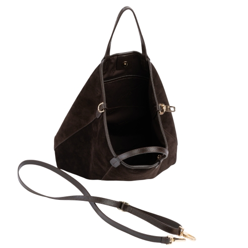 Сумка-тоут женская из натуральной замши Tony Bellucci 0-1006-1100 темно-коричневая