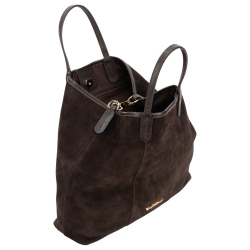 Сумка-тоут женская из натуральной замши Tony Bellucci 0-1006-1100 темно-коричневая