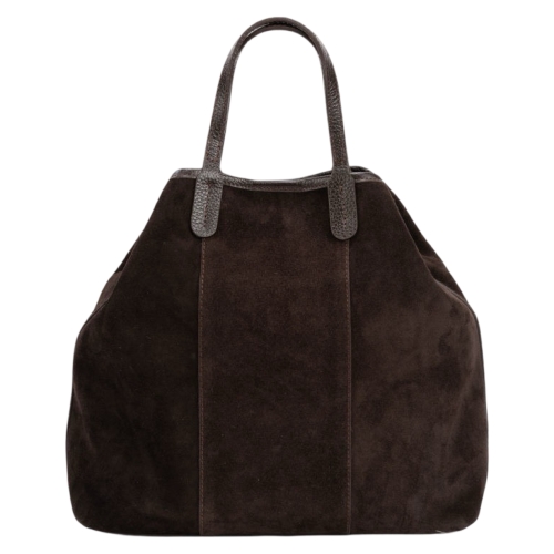 Сумка-тоут женская из натуральной замши Tony Bellucci 0-1006-1100 темно-коричневая