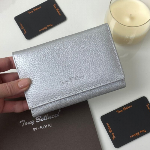 Кошелек женский кожаный стальной Tony Bellucci 863-486