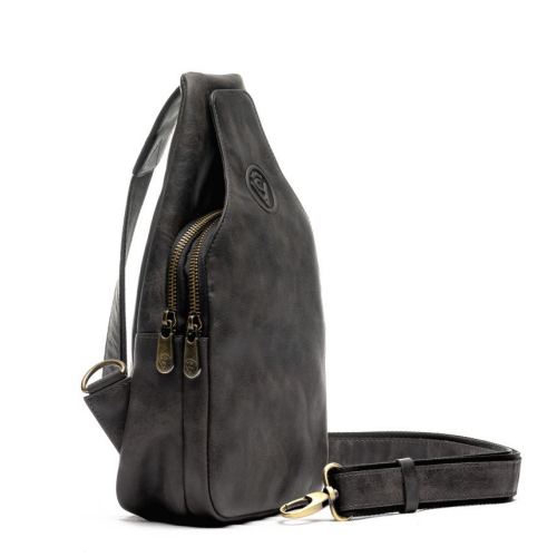 Сумка мужская кожаная через плечо Vittorio Safino VS 095 черная матовая Крейзи