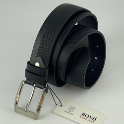 ​Ремінь чоловічий шкіряний Bond Non 41033 110 см чорний