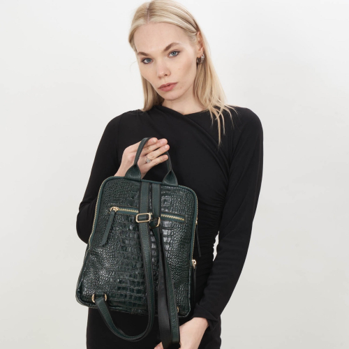 Жіночий рюкзак шкіряний Tony Bellucci 0900-360 темно-зелений