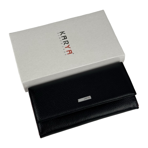 Кошелек женский кожаный Karya 1071-45-46 черный красный внутри