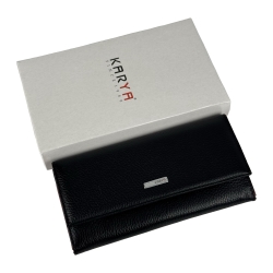 Кошелек женский кожаный Karya 1071-45-46 черный красный внутри