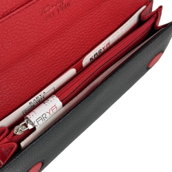 Кошелек женский кожаный Karya 1071-45-46 черный красный внутри