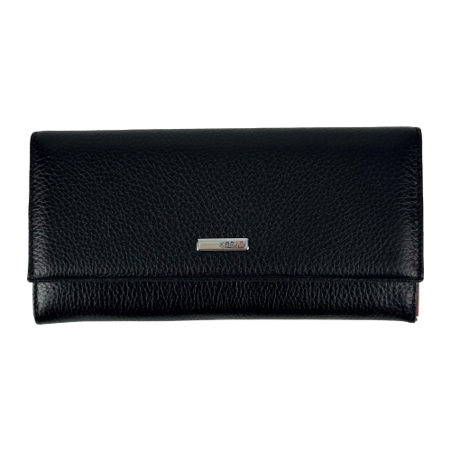 Кошелек женский кожаный Karya 1071-45-46 черный красный внутри