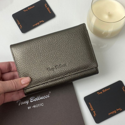Кошелек женский кожаный стальной Tony Bellucci 863-1034