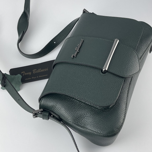 Сумка женская кожаная Tony Bellucci 0517-1005 темно-зеленая