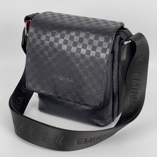 Сумка чоловіча шкіряна Eminsa 6052 37-1 чорна
