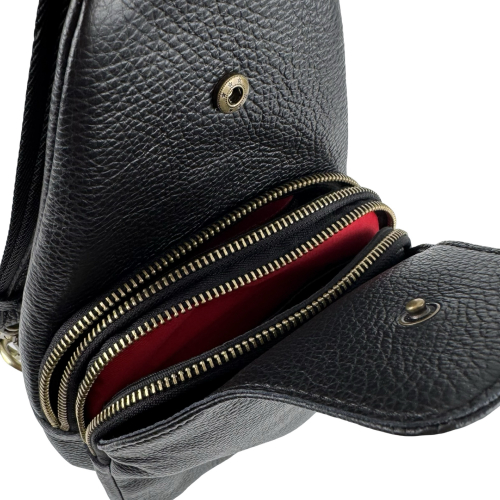 Сумка чоловіча шкіряна через плече Vittorio Safino VS 095 чорна Флотар