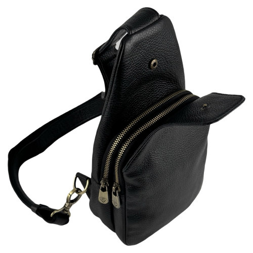 Сумка чоловіча шкіряна через плече Vittorio Safino VS 095 чорна Флотар