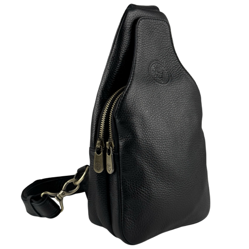 Сумка чоловіча шкіряна через плече Vittorio Safino VS 095 чорна Флотар