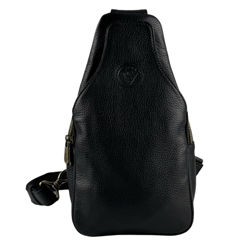 Сумка чоловіча шкіряна через плече Vittorio Safino VS 095 чорна Флотар