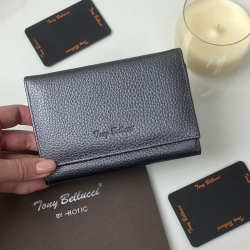 Кошелек женский кожаный стальной Tony Bellucci 863-1033