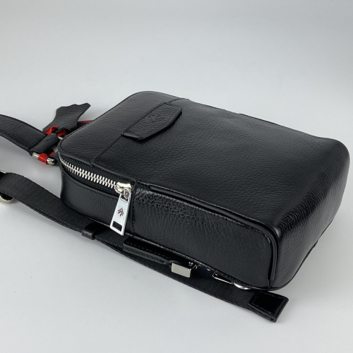 Сумка-слінг чоловіча через плече шкіряна Eminsa 6241 37-1 чорна