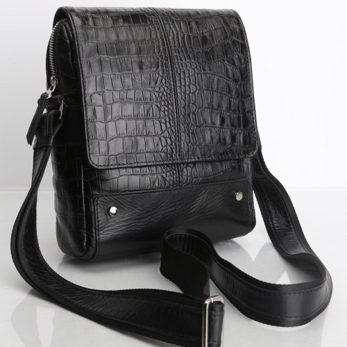 Сумка чоловіча через плече шкіряна Bond Non 1088-356 чорна