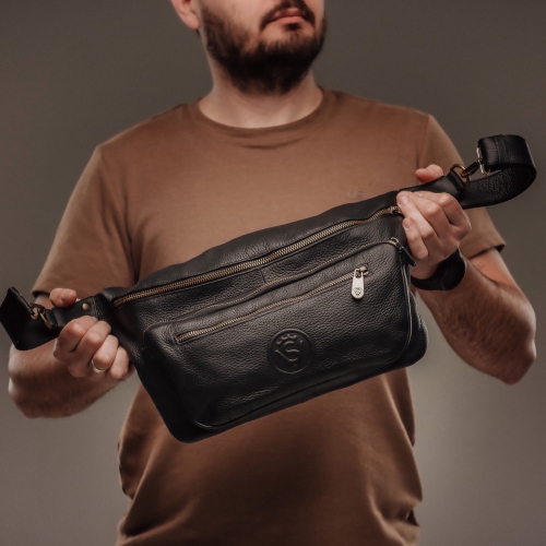 Сумка крос боді чоловіча шкіряна Vittorio Safino VS 073 чорна Флотар