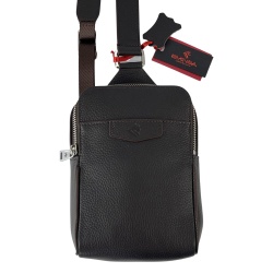 Сумка-слінг чоловіча через плече шкіряна Eminsa 6241 18-3 темно-коричнева