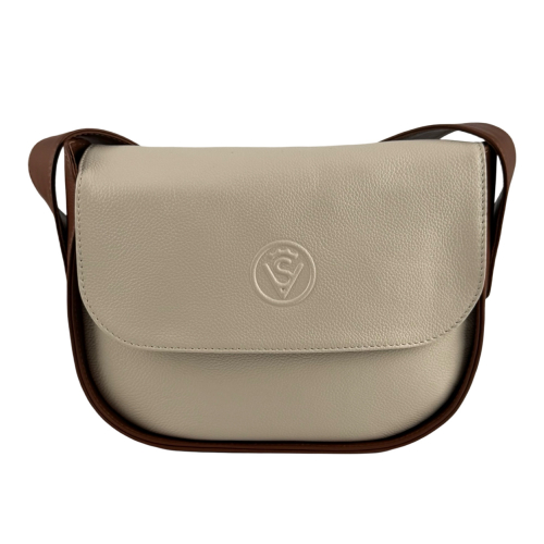 Сумка женская кожаная Vittorio Safino VSL 033 молочная с коричневым