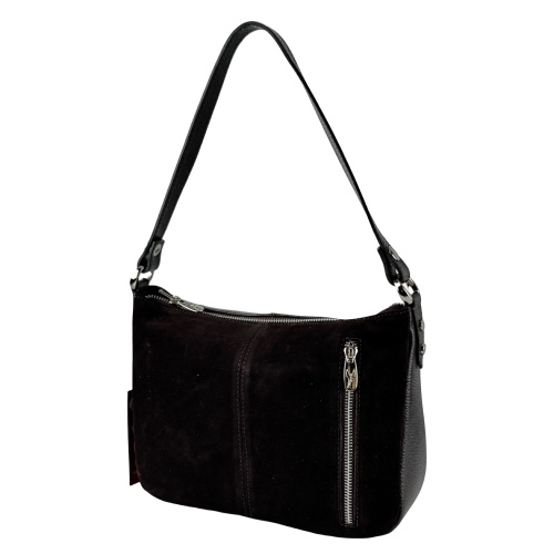 Сумка женская кожаная с замшевой вставкой Vito Torelli 1068 6010/1210 темно-коричневая