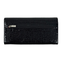 Кошелек женский кожаный лакированный Karya 1071-572 черный, красный внутри