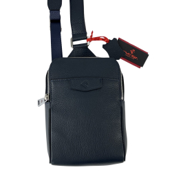 Сумка-слинг мужская через плечо кожаная Eminsa 6241 18-19 темно-синяя