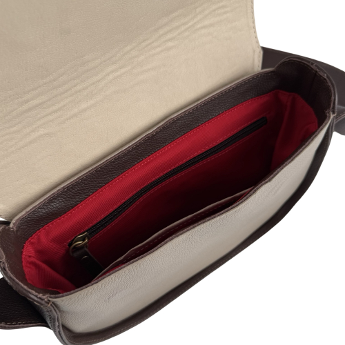 Сумка женская кожаная Vittorio Safino VSL 033 бежевая с темно-коричневым