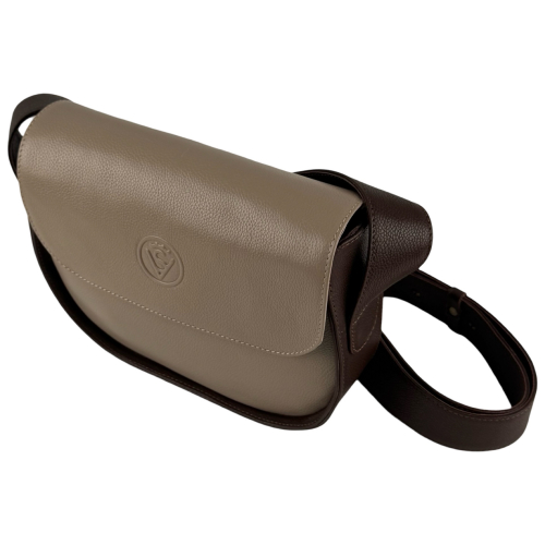 Сумка женская кожаная Vittorio Safino VSL 033 бежевая с темно-коричневым