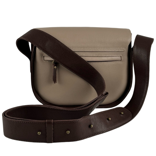 Сумка женская кожаная Vittorio Safino VSL 033 бежевая с темно-коричневым