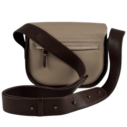 Сумка жіноча шкіряна Vittorio Safino VSL 033 бежева з темно-коричневим