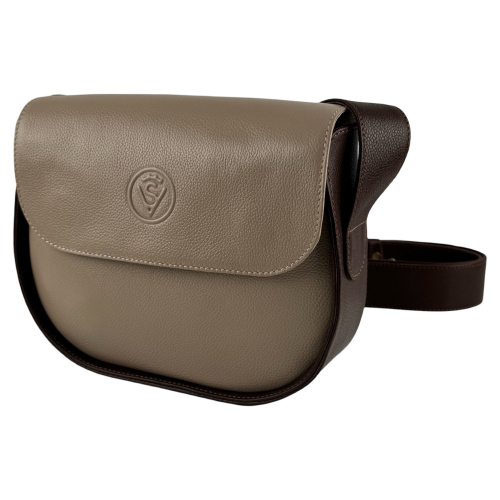 Сумка женская кожаная Vittorio Safino VSL 033 бежевая с темно-коричневым