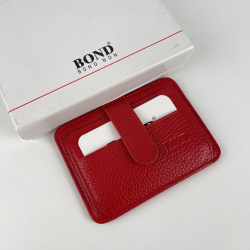 Кошелек картхолдер кожаный Bond Non 132-282 красный