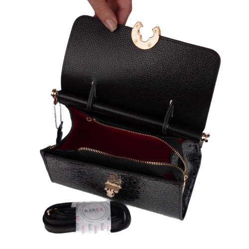 Сумка жіноча шкіряна лакована Karya 5075-558 чорна