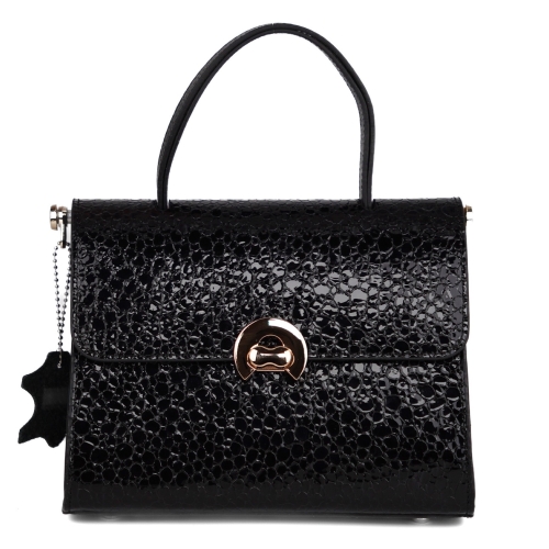 Сумка женская кожаная лакированная Karya 5075-558 черная