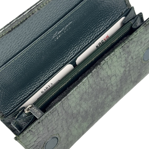 Кошелек женский кожаный лакированный Karya 1071-574 темно-зеленый