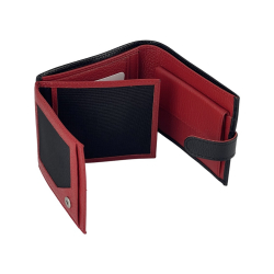 Гаманець чоловічий шкіряний гладкий Bond 529-281-282 чорний​ (червоний в середині)