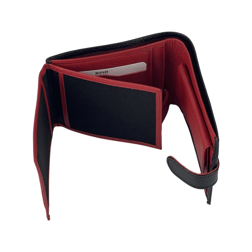 Кошелек мужской кожаный Bond 529-281-282 черный (внутри красный)