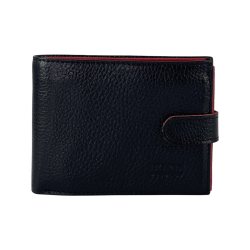 Гаманець чоловічий шкіряний гладкий Bond 529-281-282 чорний​ (червоний в середині)